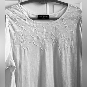 Lane Bryant White Floral Short Sleeve Top